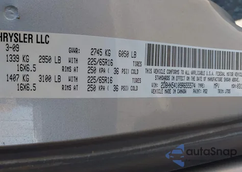 2009 Dodge Grand Caravan Sxt из США, поврежденный, VIN 2D8HN54109R655574